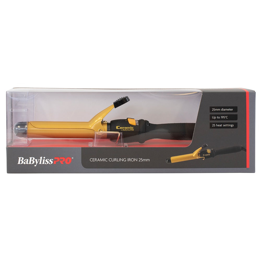 BaByliss PRO Gold Ceramic Curling Iron - 25mm