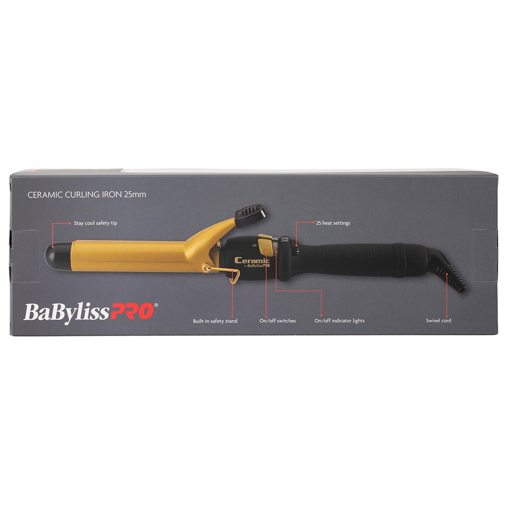 BaByliss PRO Gold Ceramic Curling Iron - 25mm