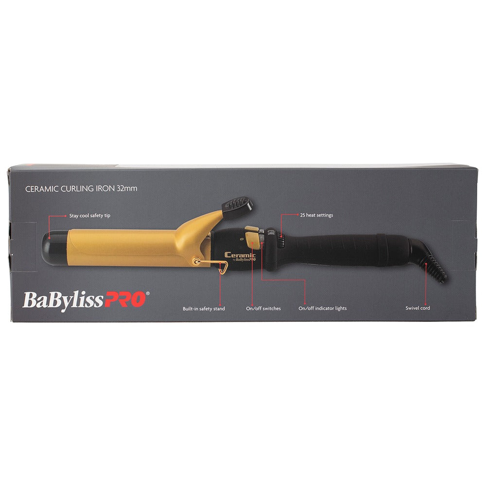 BaByliss PRO Gold Ceramic Curling Iron - 32mm