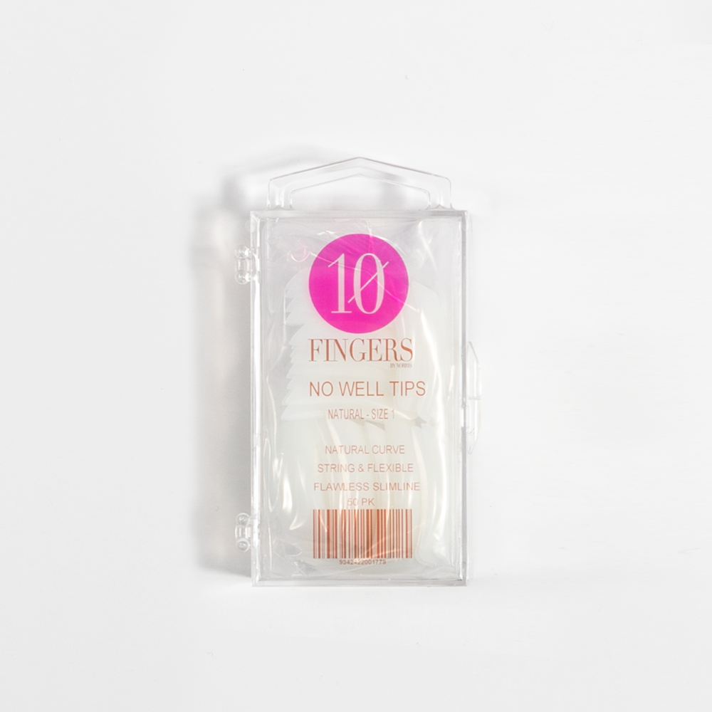 10 Fingers No Well Tips 50pk - Natural - Size 4