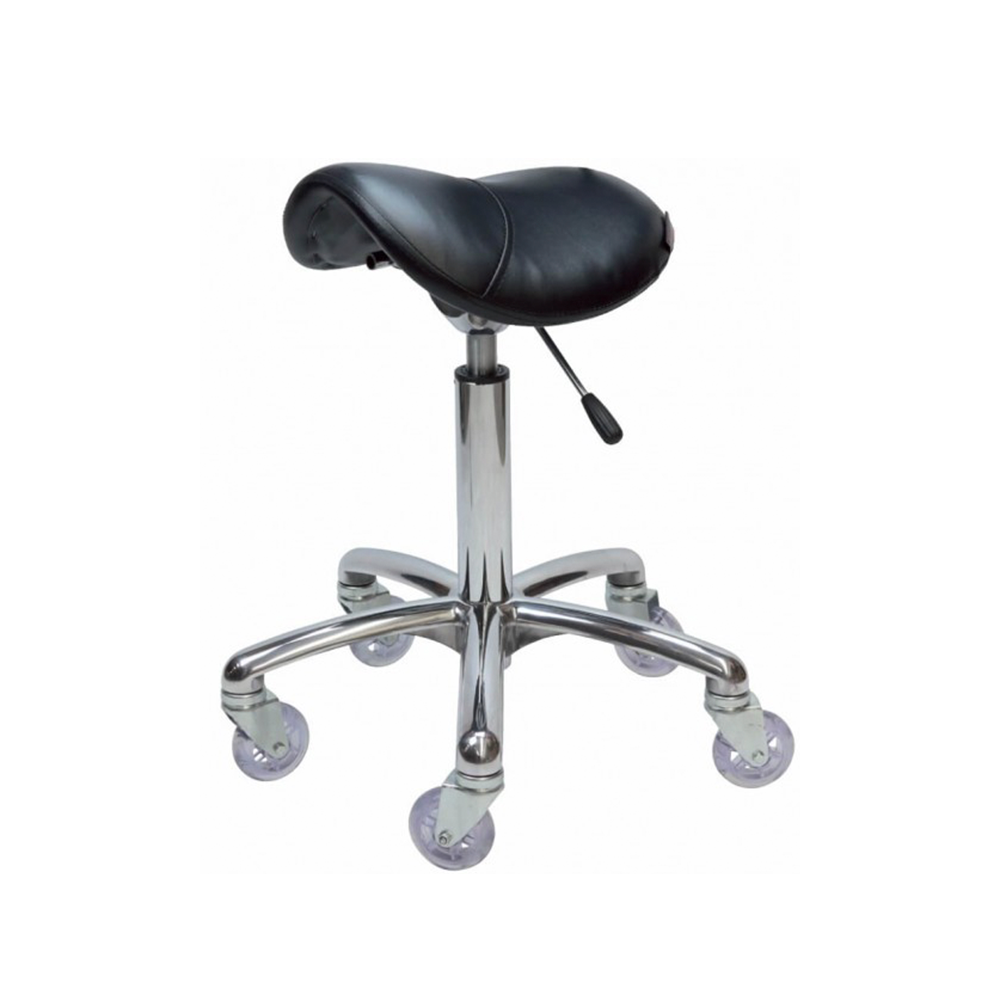 Saddle Stool Black No Back - Chrome Base