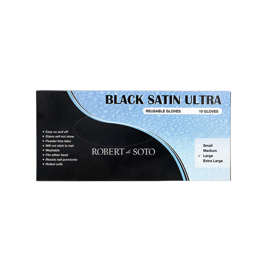 Robert De Soto Satin Ultra Reusable Gloves 10pc Black - Medium